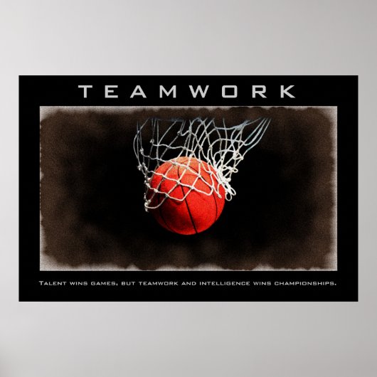 Teamwork Basketball Motivational ポスター (正面)