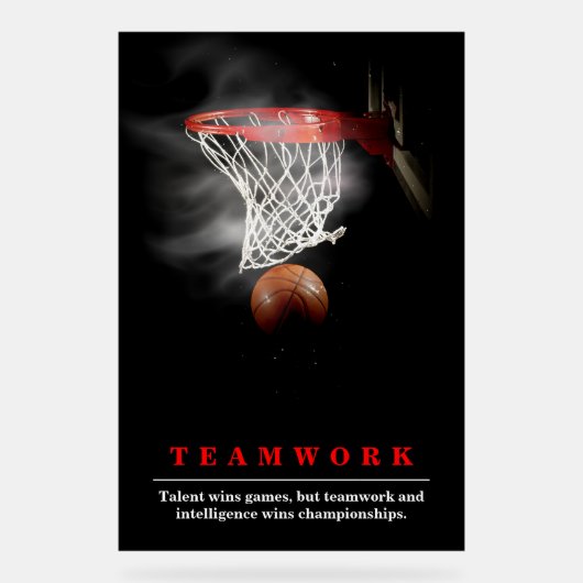 Teamwork Basketball Motivational Inspirational アクリルサイン (正面)