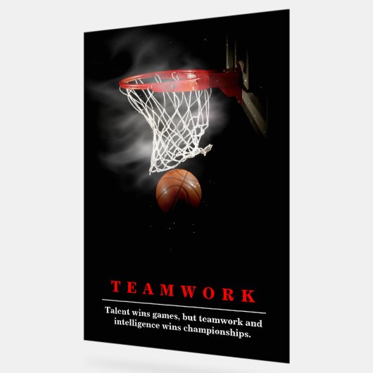 Teamwork Basketball Motivational Inspirational アクリルサイン (傾斜)