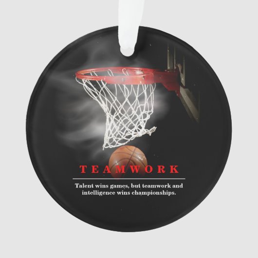 Teamwork Basketball Motivational Inspirational オーナメント (正面)