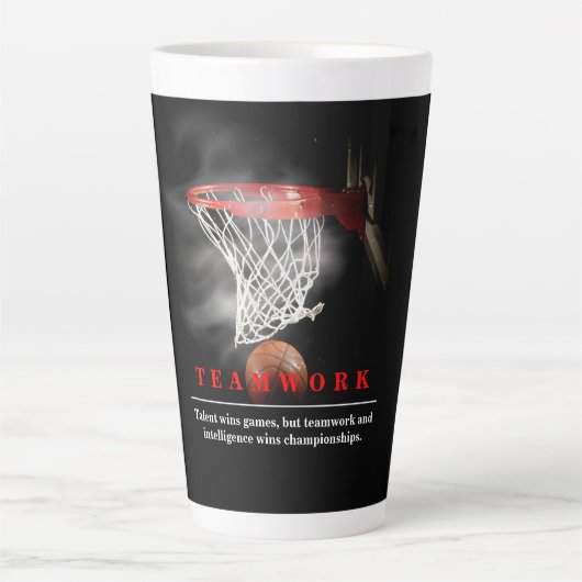 Teamwork Basketball Motivational Inspirational カフェラテマグ (正面)