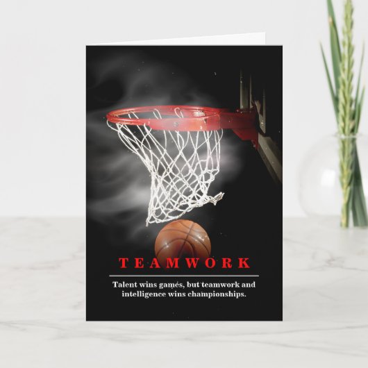 Teamwork Basketball Motivational Inspirational カード (正面)