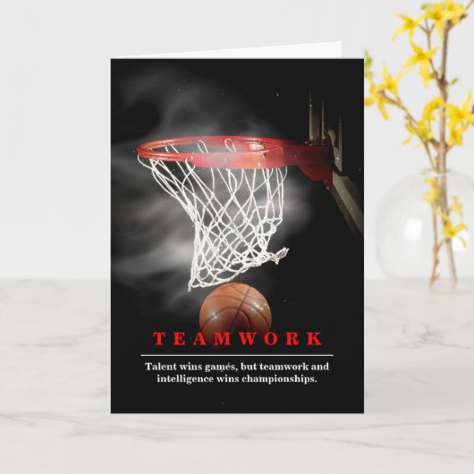 Teamwork Basketball Motivational Inspirational カード (黄色い花)