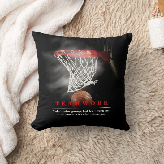 Teamwork Basketball Motivational Inspirational クッション (ブランケット)
