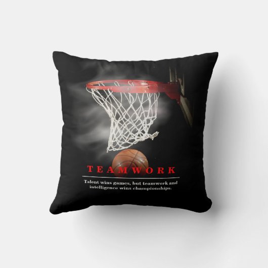 Teamwork Basketball Motivational Inspirational クッション (裏面)
