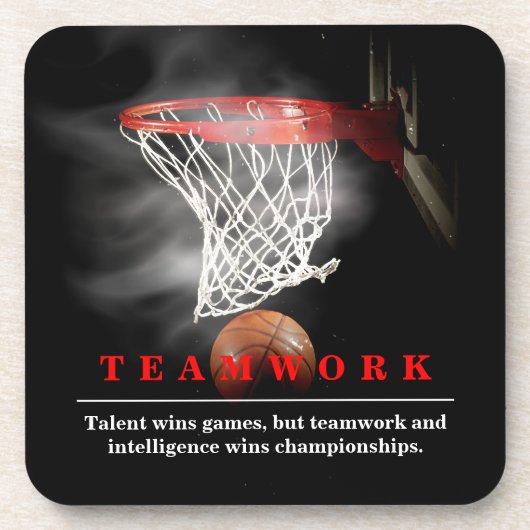Teamwork Basketball Motivational Inspirational コースター (正面)