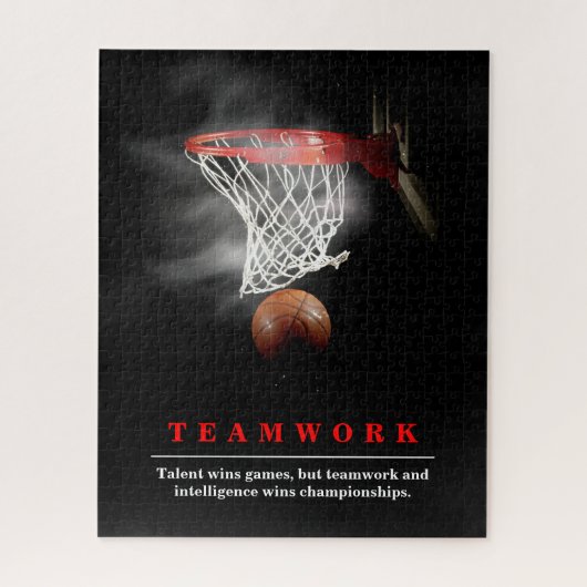 Teamwork Basketball Motivational Inspirational ジグソーパズル (縦)