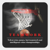 Teamwork Basketball Motivational Inspirational スクエアシール (正面)