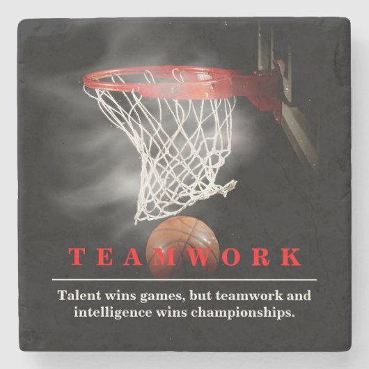 Teamwork Basketball Motivational Inspirational ストーンコースター (正面)