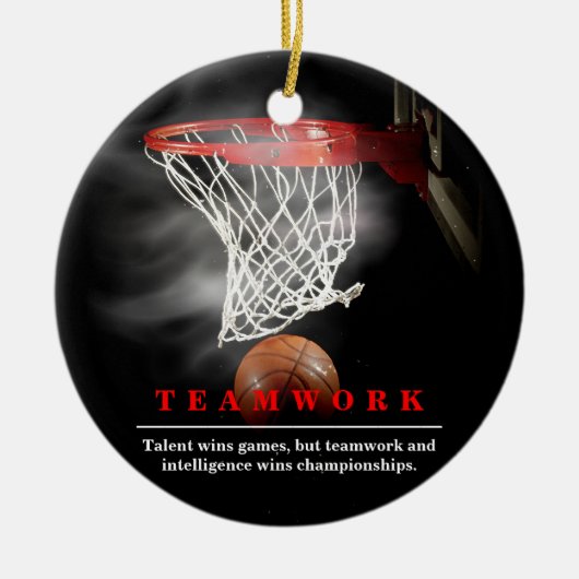 Teamwork Basketball Motivational Inspirational セラミックオーナメント (正面)