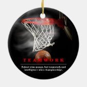 Teamwork Basketball Motivational Inspirational セラミックオーナメント (裏面)