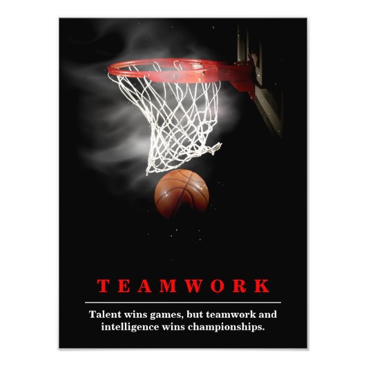 Teamwork Basketball Motivational Inspirational フォトプリント (正面)