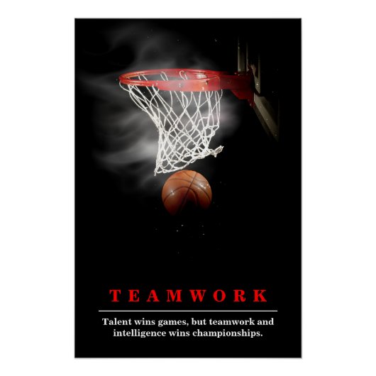 Teamwork Basketball Motivational Inspirational ポスター (正面)