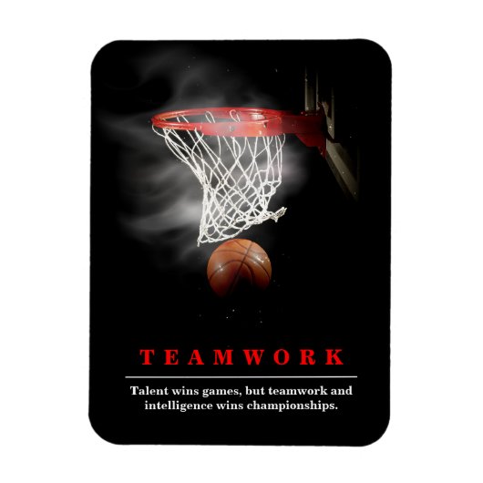 Teamwork Basketball Motivational Inspirational マグネット (縦)