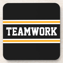 TEAMWORK Bright Orange Black White Racing Stripes コースター