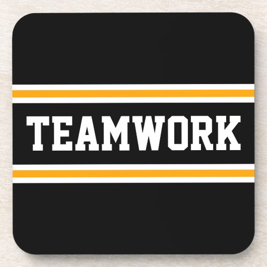 TEAMWORK Bright Orange Black White Racing Stripes コースター (正面)