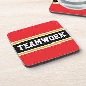 TEAMWORK Bright Red Black 70s Racing Stripes コースター (左側)