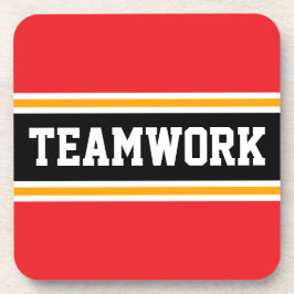 TEAMWORK Bright Red Black 70s Racing Stripes コースター