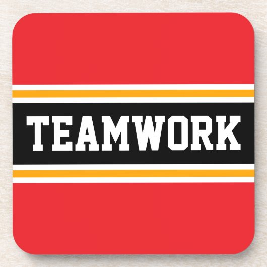TEAMWORK Bright Red Black 70s Racing Stripes コースター (正面)