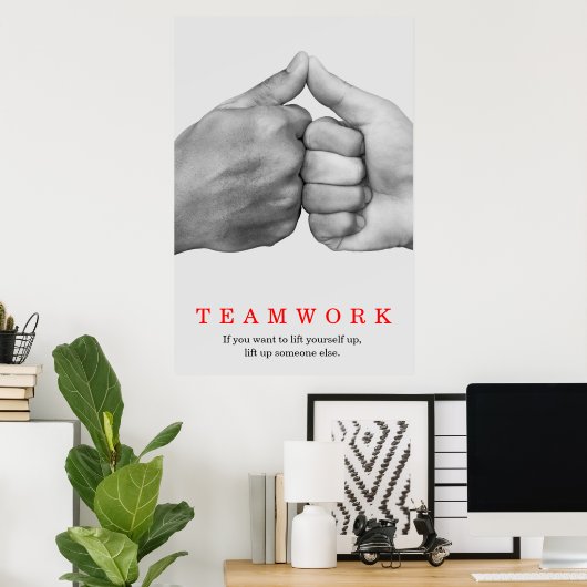 Teamwork Motivational Inspirational Quote Hands ポスター (ホームオフィス)