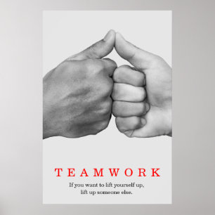 Teamwork Motivational Inspirational Quote Hands ポスター