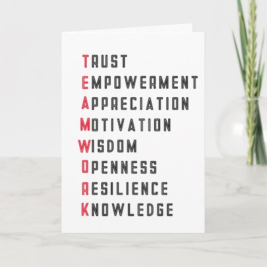 Teamwork Positive Words Appreciation Card Collabor カード (正面)