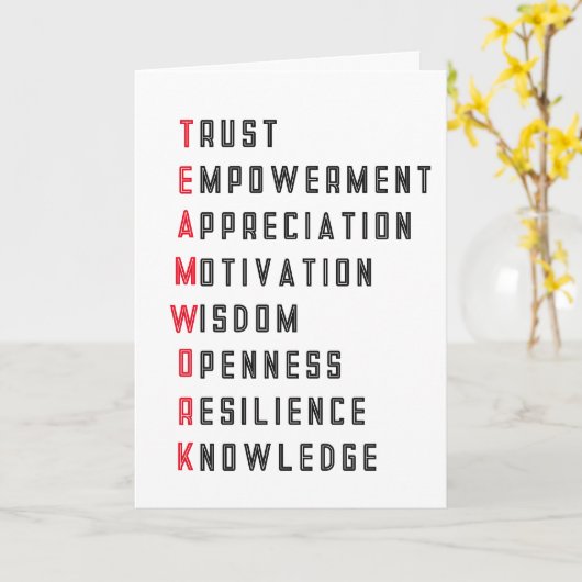 Teamwork Positive Words Appreciation Card Collabor カード (黄色い花)