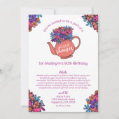 Teapot 90かわいらしth誕生日カードシャワーバイメール 招待状 (正面)