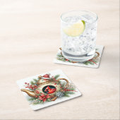 Teapot Birdhouse Cardinal 8 スクエアペーパーコースター (インサイチュ)