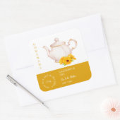 Teapot Calendula Tea Label スクエアシール (封筒)