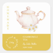 Teapot Chamomile Tea Label スクエアシール (正面)