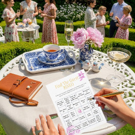 Teapot Find the Guest Bridal Shower Bingo game 招待状