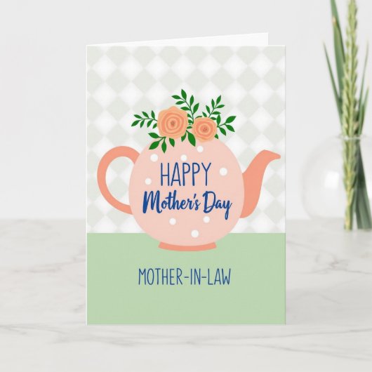 Teapot Illustration Mothers Card カード (正面)