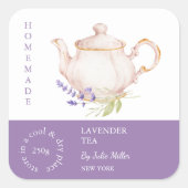 Teapot Lavender Tea Label スクエアシール (正面)