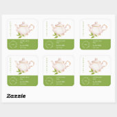Teapot Loose Leaf Tea Label スクエアシール (シート)
