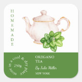Teapot Oregano Tea Label スクエアシール (正面)