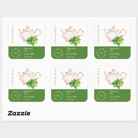 Teapot Oregano Tea Label スクエアシール (シート)