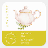 Teapot Rooibos Tea Label スクエアシール (正面)