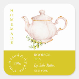 Teapot Rooibos Tea Label スクエアシール