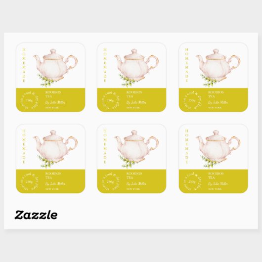 Teapot Rooibos Tea Label スクエアシール (シート)
