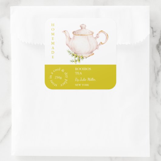 Teapot Rooibos Tea Label スクエアシール (バッグ)