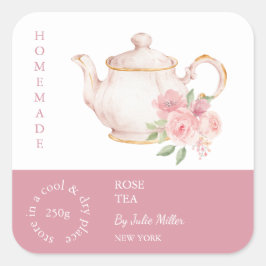 Teapot Rose Tea Label スクエアシール