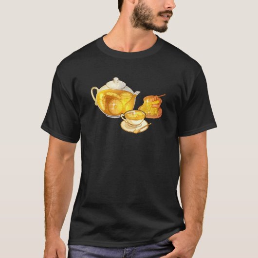 Teapot Teacup Lemon Honey Tea Time Tシャツ (正面)