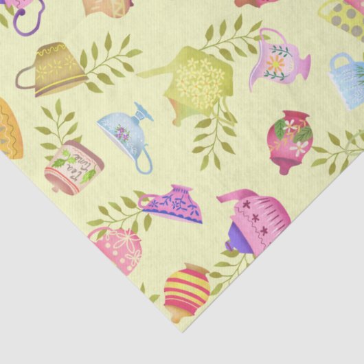 Teapots and Cups Garden Yellow 薄葉紙 (詳細)