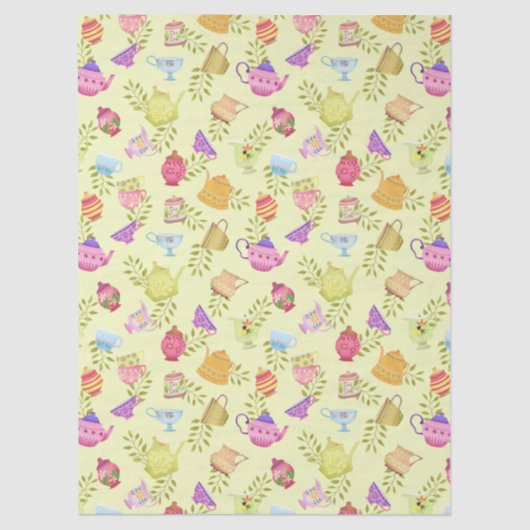 Teapots and Cups Garden Yellow 薄葉紙 (正面)