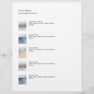 Tear Sheet Price Sheet Template for Art レターヘッド