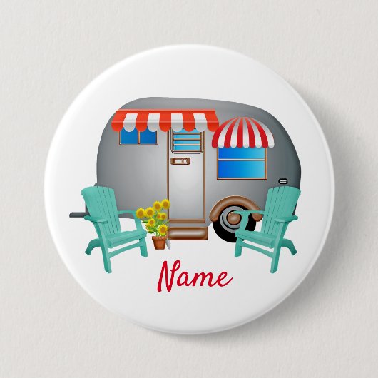 Teardrop Caravan Camper Thunder_Cove  缶バッジ (正面)