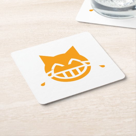 Tears of Joy絵文字ネコ スクエアペーパーコースター (アングル)