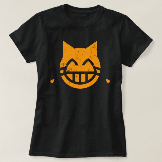 Tears of Joy グランジ Cat絵文字 Tシャツ (デザイン正面)