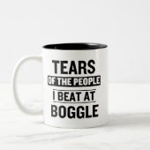 Tears of the People I Beat At Boggle Funny ツートーンマグカップ (左)